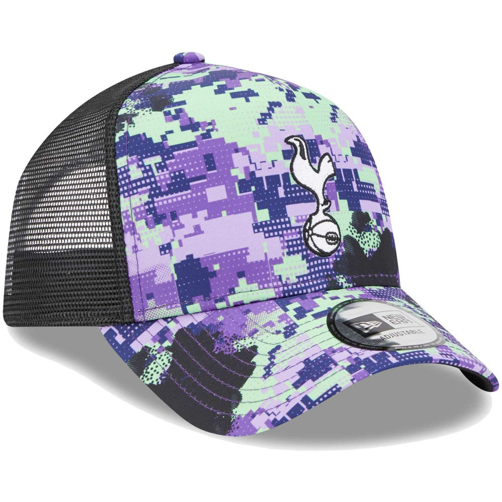 Tottenham Hotspur New Era Black Glitch All Over Print E-Frame Trucker Adjustable Hat shop