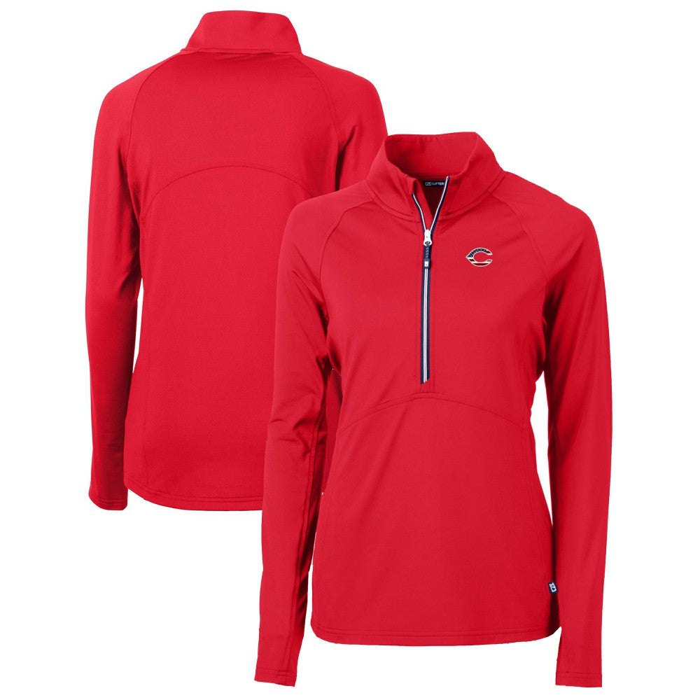 Cincinnati Reds Cutter & Buck Women's Americana Logo Adapt Eco Knit Stretch Recycled Half-Zip Pullover Top Red