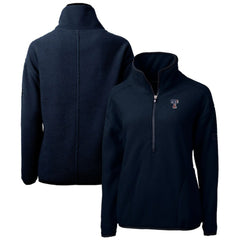 Texas Rangers Cutter & Buck Women's Americana Logo Cascade Eco Sherpa Fleece Half-Zip Pullover Jacket Navy