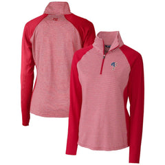 Philadelphia Phillies Cutter & Buck Women's Americana Logo Forge Tonal Stripe Stretch Half-Zip Pullover Top Cardinal