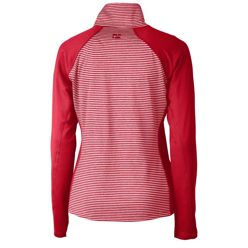 Cincinnati Reds Cutter & Buck Women's Americana Logo Forge Tonal Stripe Stretch Half-Zip Pullover Top Cardinal