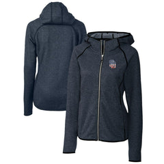 San Diego Padres Cutter & Buck Women's Americana Logo Mainsail Sweater-Knit Full-Zip Hoodie Heather Navy