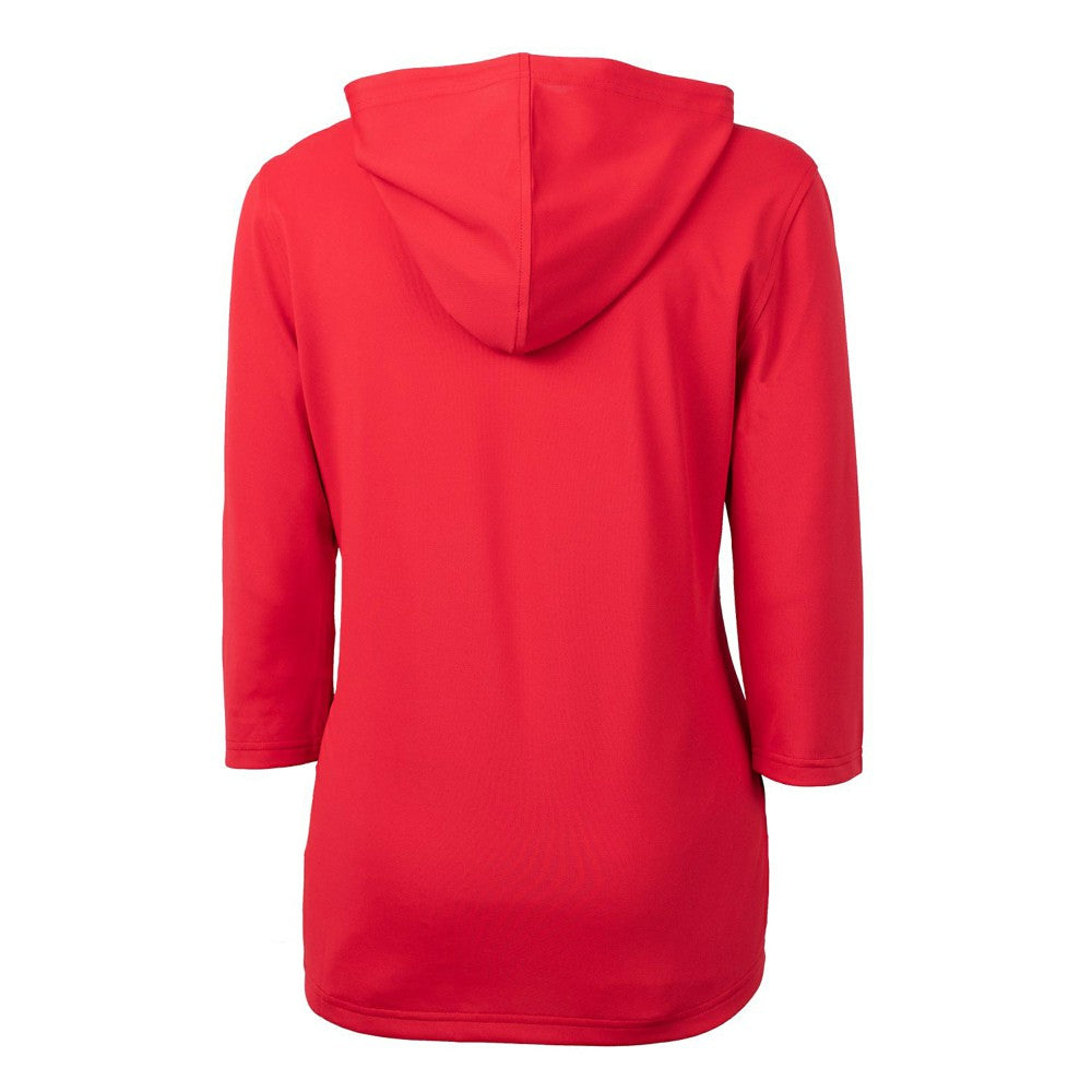 Cleveland Guardians Cutter & Buck Women's Americana Logo DryTec Virtue Eco Pique Recycled Half-Zip Pullover Hoodie Red