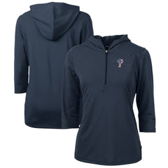 Philadelphia Phillies Cutter & Buck Women's Americana Logo DryTec Virtue Eco Pique Recycled Half-Zip Pullover Hoodie Navy