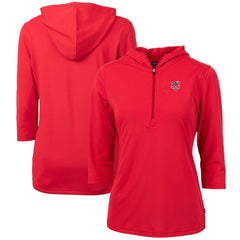 Minnesota Twins Cutter & Buck Women's Americana Logo DryTec Virtue Eco Pique Recycled Half-Zip Pullover Hoodie Red