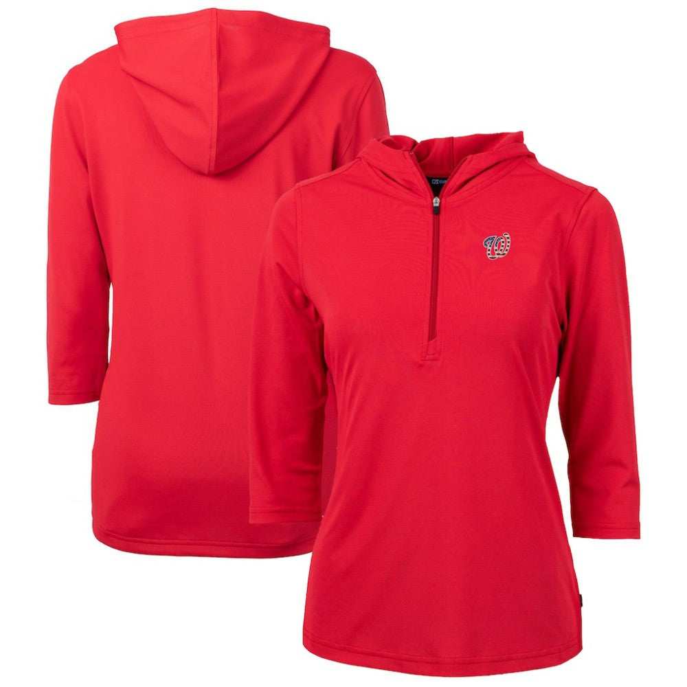 Washington Nationals Cutter & Buck Women's Americana Logo DryTec Virtue Eco Pique Recycled Half-Zip Pullover Hoodie Red