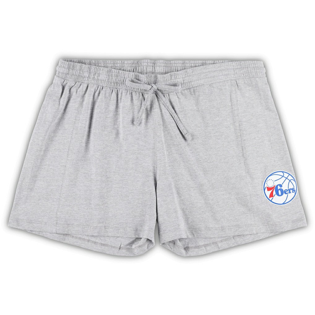 Philadelphia 76ers Women's Plus Size T-Shirt & Shorts Combo Set - Royal/Heather Gray on sale