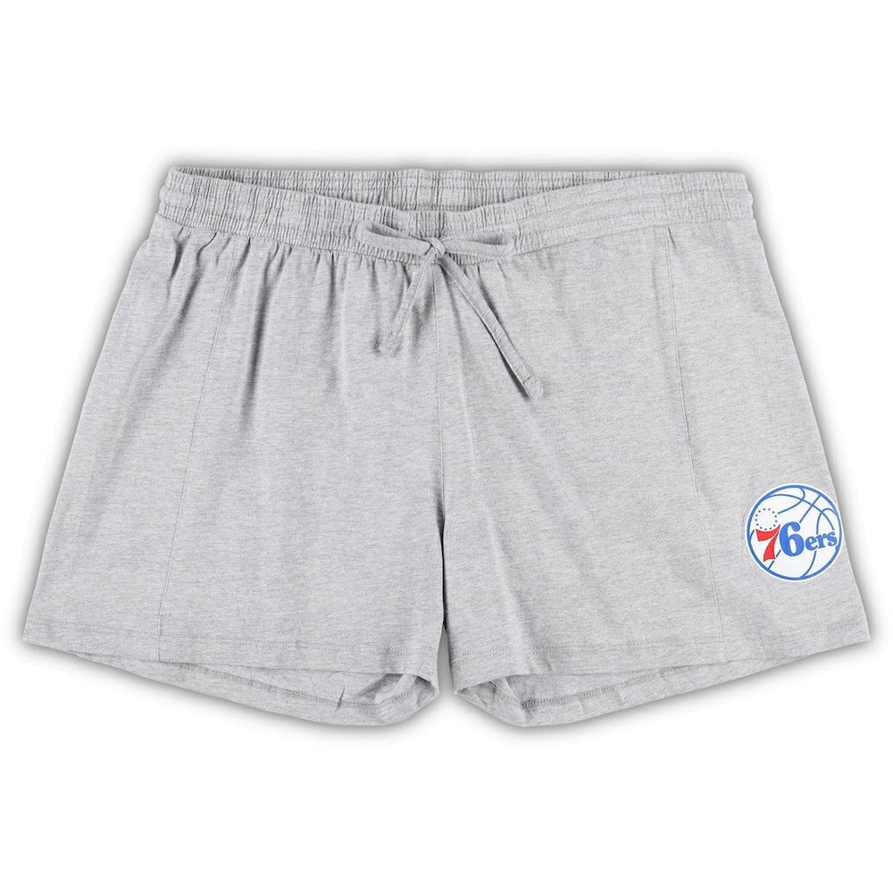 Philadelphia 76ers Women's Plus Size T-Shirt & Shorts Combo Set - Royal/Heather Gray on sale