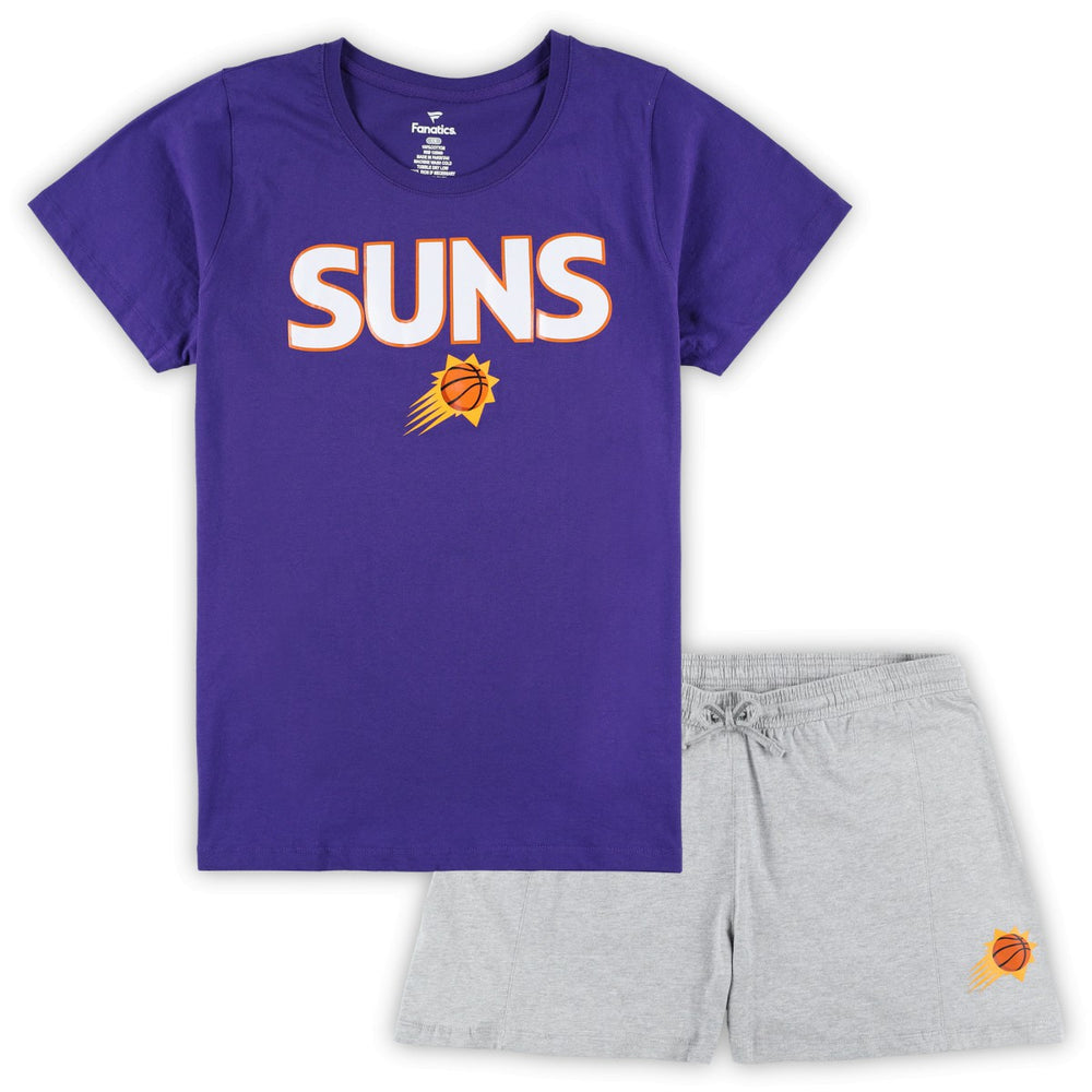 Phoenix Suns Women's Plus Size T-Shirt & Shorts Combo Set - Purple/Heather Gray cheap