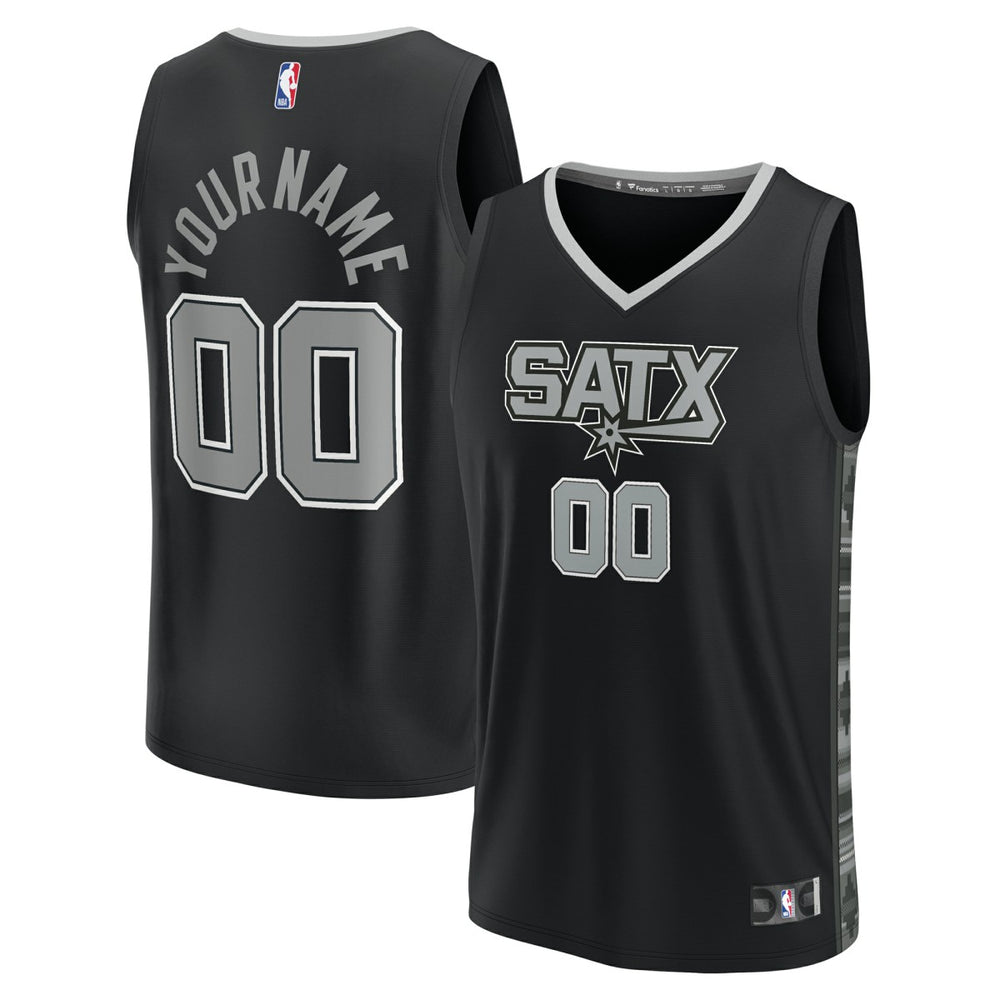San Antonio Spurs Fast Break Custom Replica Jersey - Black - Statement Edition sale