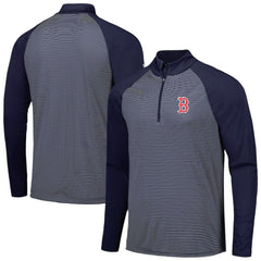 Boston Red Sox Levelwear Charter Striped Raglan Quarter-Zip Top Navy
