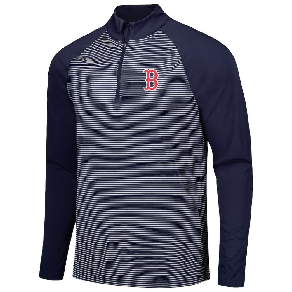 Boston Red Sox Levelwear Charter Striped Raglan Quarter-Zip Top Navy