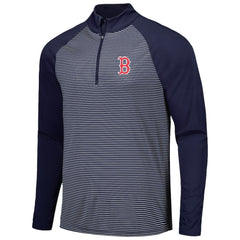 Boston Red Sox Levelwear Charter Striped Raglan Quarter-Zip Top Navy