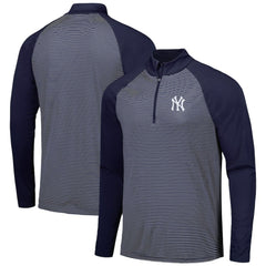New York Yankees Levelwear Charter Striped Raglan Quarter-Zip Top Navy