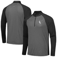Chicago White Sox Levelwear Charter Striped Raglan Quarter-Zip Top Black