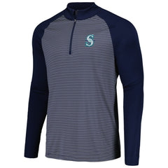 Seattle Mariners Levelwear Charter Striped Raglan Quarter-Zip Top Navy