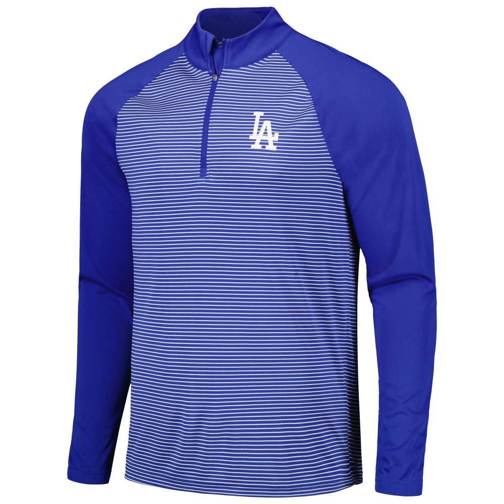 Los Angeles Dodgers Levelwear Charter Striped Raglan Quarter-Zip Top Royal