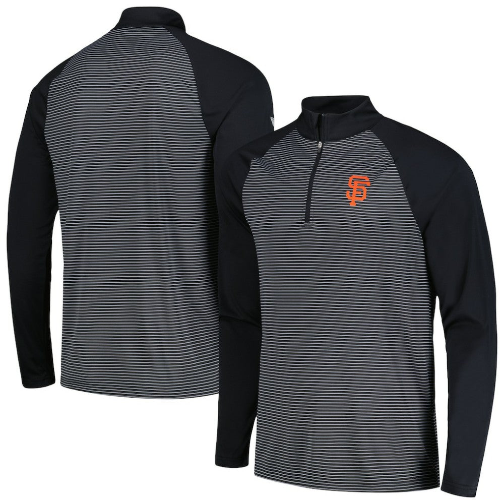 San Francisco Giants Levelwear Charter Striped Raglan Quarter-Zip Top Black