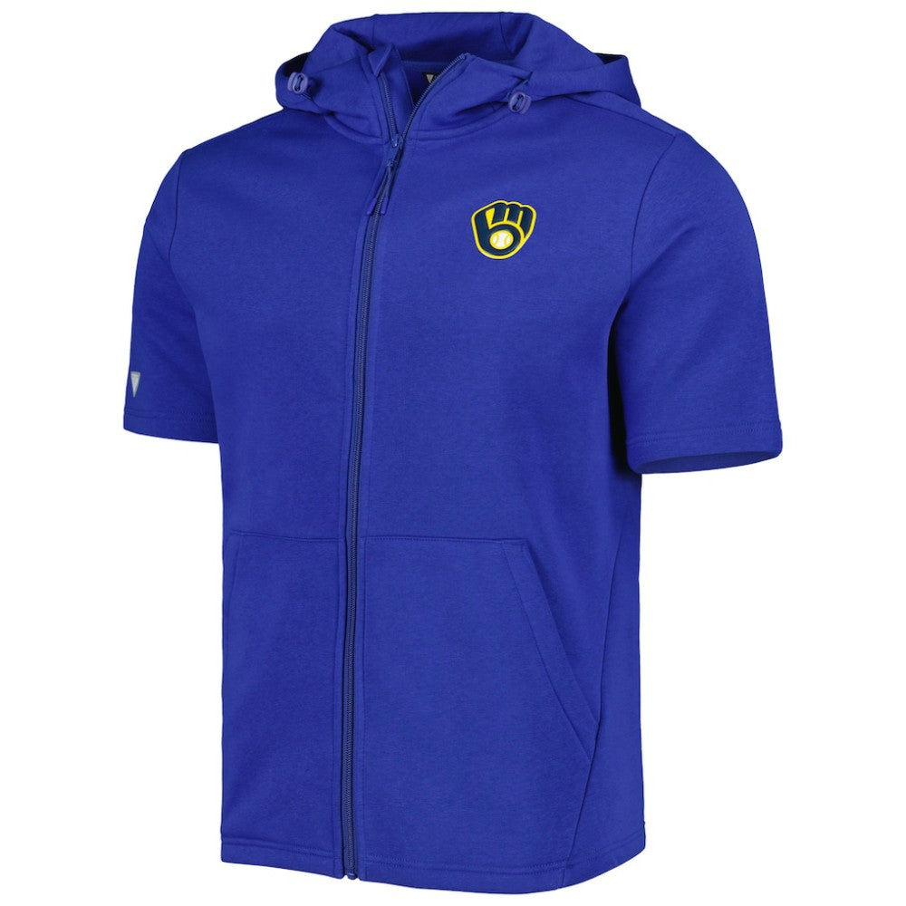 Milwaukee Brewers Levelwear Recruit Full-Zip Short Sleeve Hoodie Royal