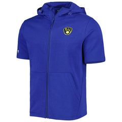 Milwaukee Brewers Levelwear Recruit Full-Zip Short Sleeve Hoodie Royal