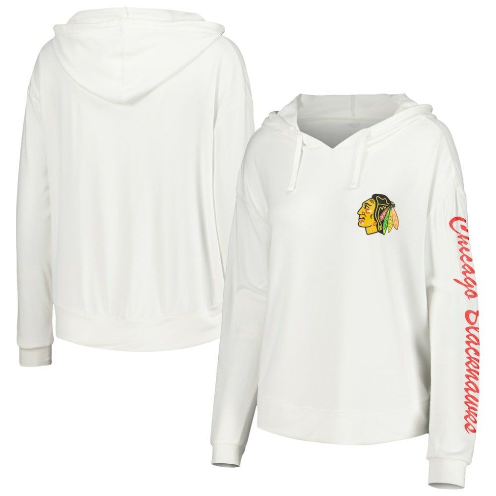 Chicago Blackhawks Concepts Sport Women's Accord Hacci Long Sleeve Hoodie Top - White Hoodies