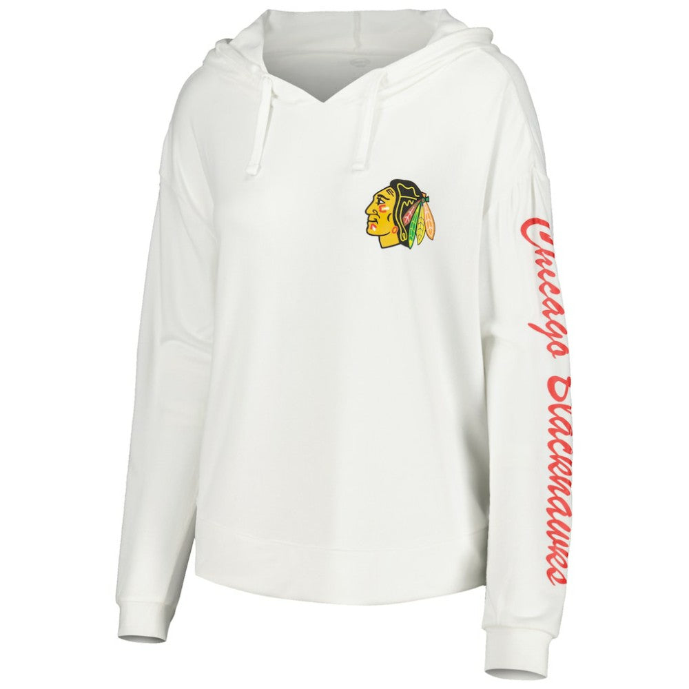 Chicago Blackhawks Concepts Sport Women's Accord Hacci Long Sleeve Hoodie Top - White Hoodies