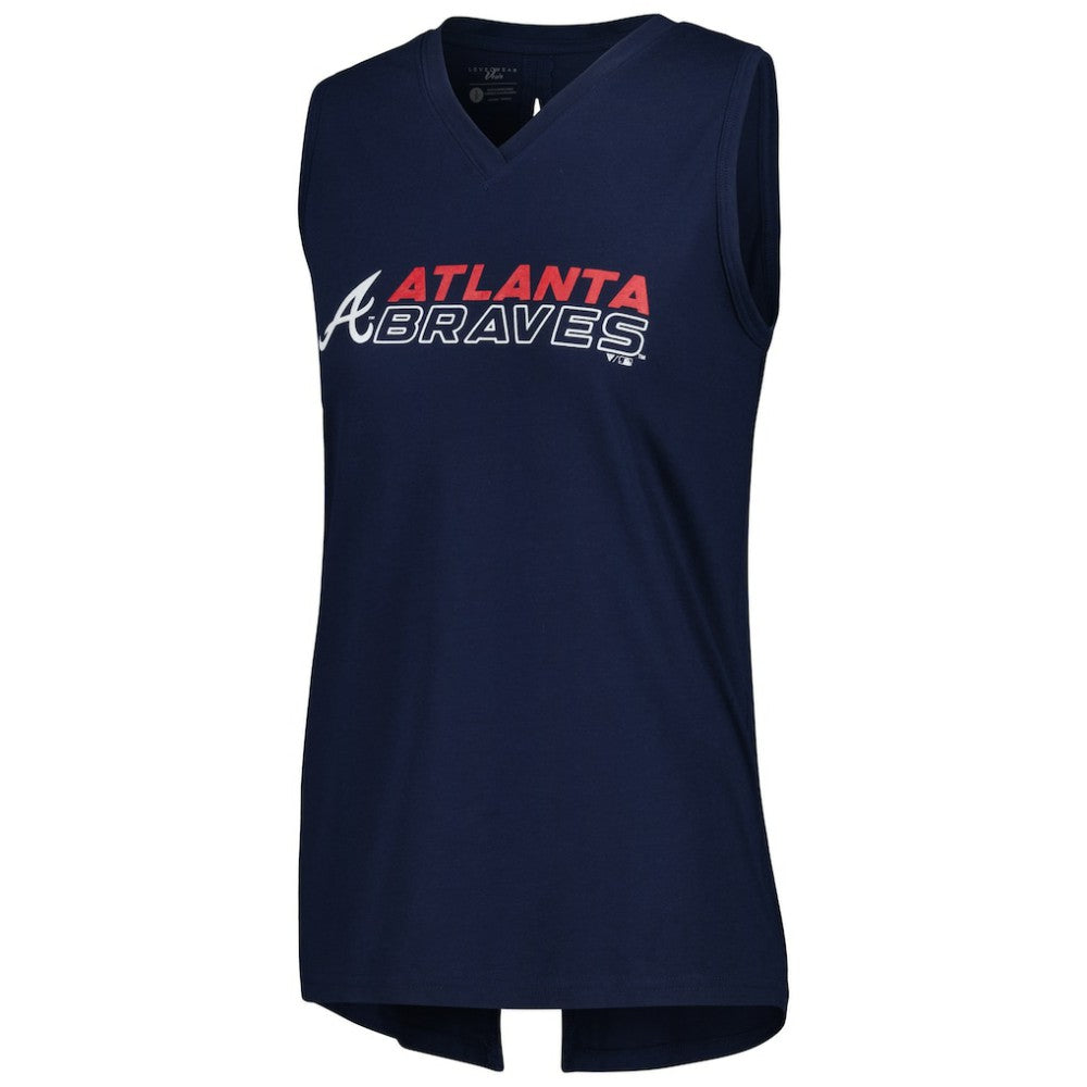 Atlanta Braves Levelwear Women's Paisley Chase V-Neck Tank Top Navy