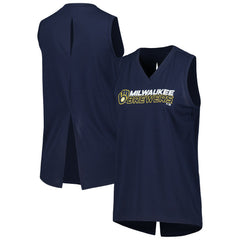 Milwaukee Brewers Levelwear Women's Paisley Chase V-Neck Tank Top Navy