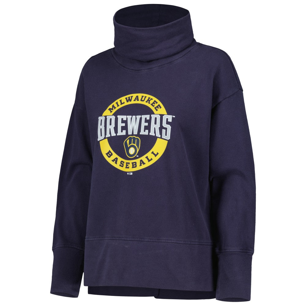 Milwaukee Brewers Levelwear Women's Sunset Farm Team Pullover Sweatshirt Navy