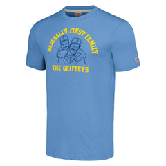 Ken Griffey & Ken Griffey Jr. Seattle Mariners Homage Illustration Tri-Blend T-Shirt Light Blue