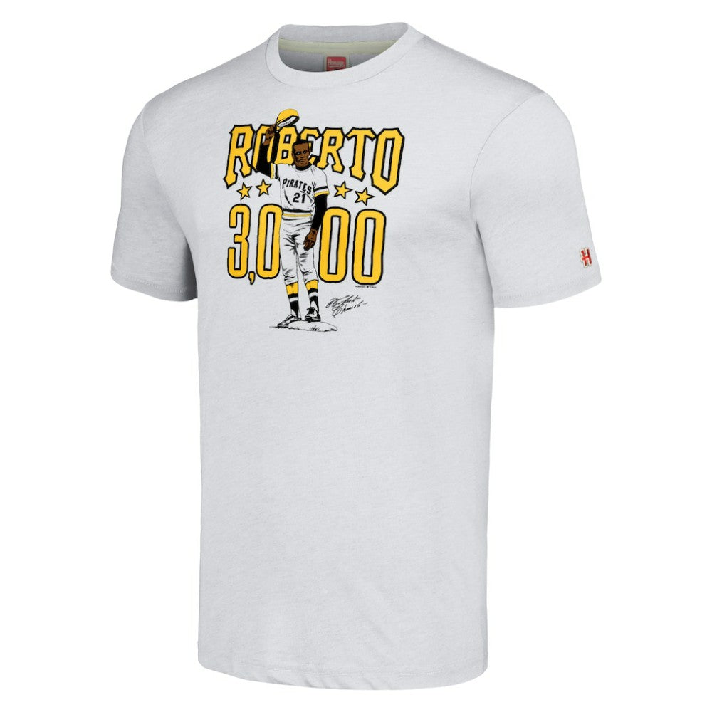 Roberto Clemente Pittsburgh Pirates Homage Illustration Tri-Blend T-Shirt Heather Gray