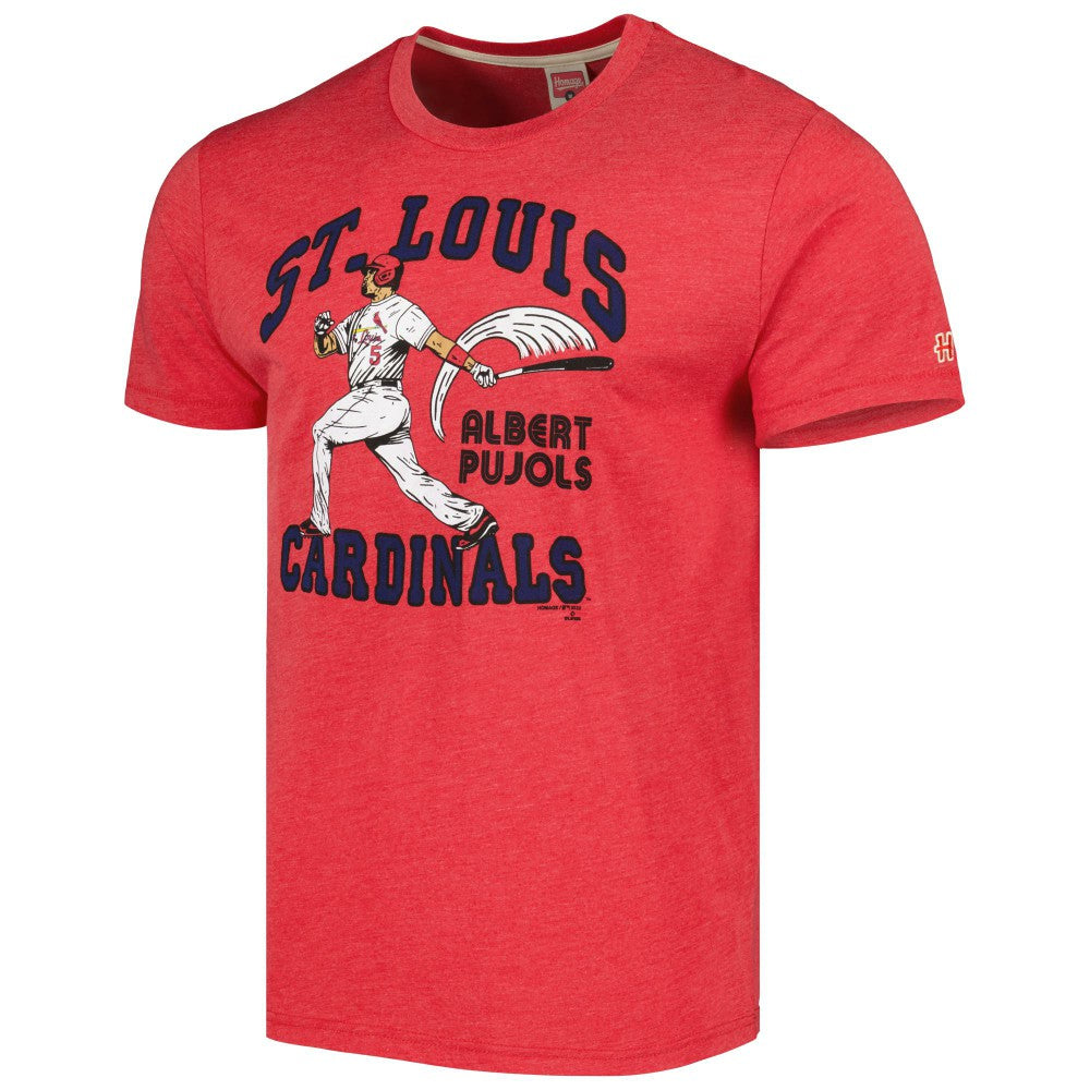 Albert Pujols St. Louis Cardinals Homage Illustration Tri-Blend T-Shirt Red