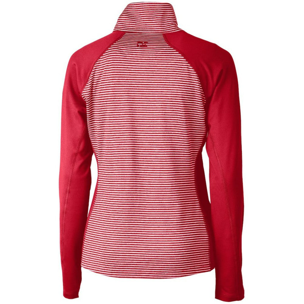 Minnesota Twins Cutter & Buck Women's DryTec Forge Tonal Stripe Stretch Half-Zip Top Red