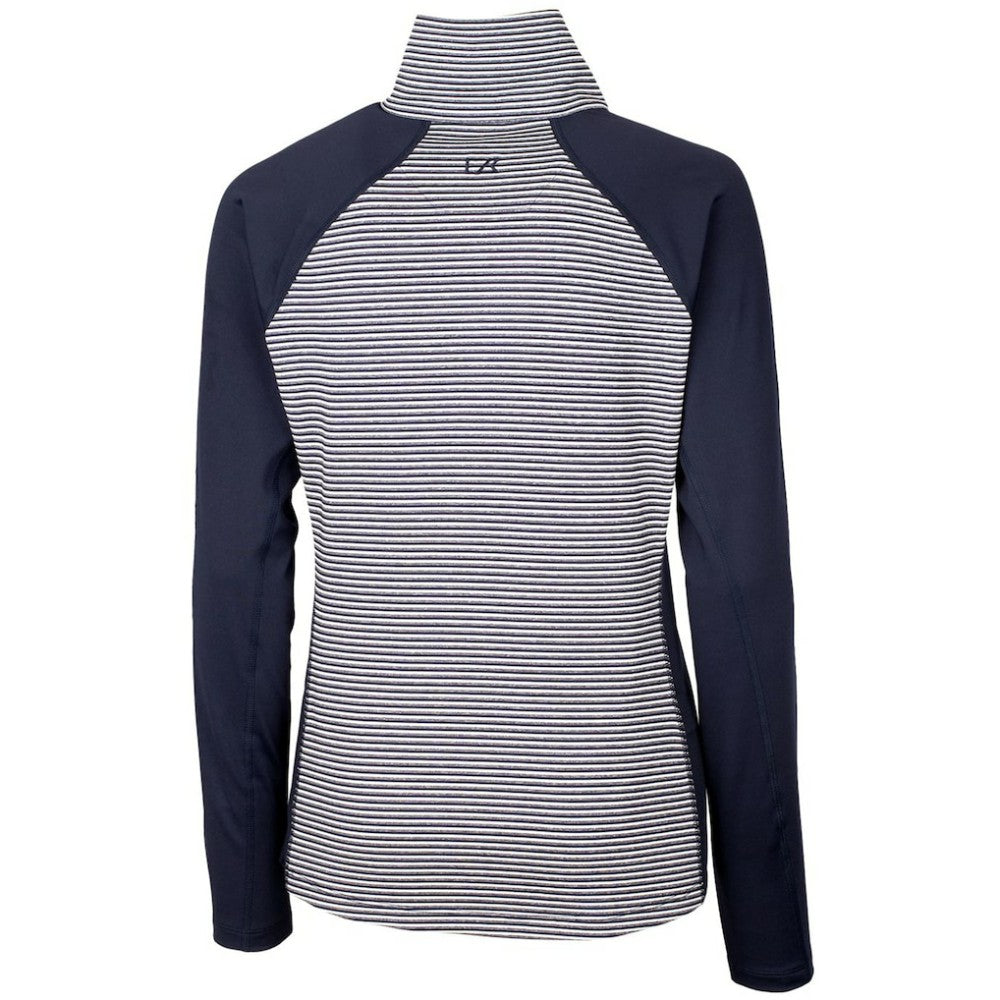 Minnesota Twins Cutter & Buck Women's DryTec Forge Tonal Stripe Stretch Half-Zip Top Navy