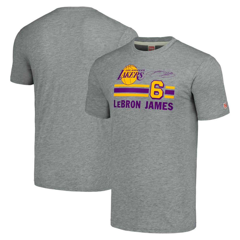 LeBron James Los Angeles Lakers Homage Number Tri-Blend T-Shirt - Gray for sale