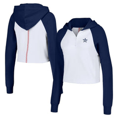 Houston Astros Lusso Women's Jane Raglan Quarter-Zip Tri-Blend Cropped Pullover Hoodie White