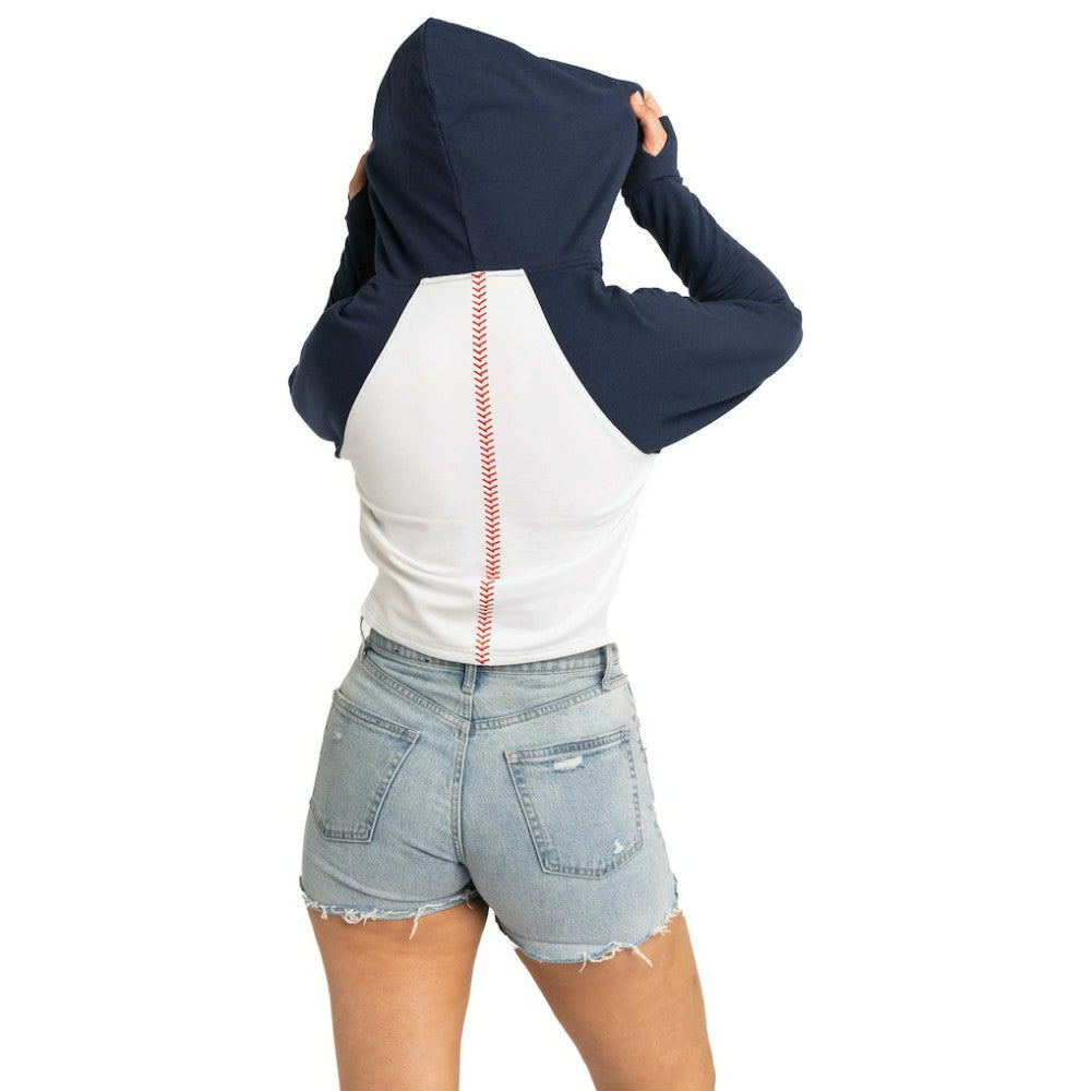 Houston Astros Lusso Women's Jane Raglan Quarter-Zip Tri-Blend Cropped Pullover Hoodie White
