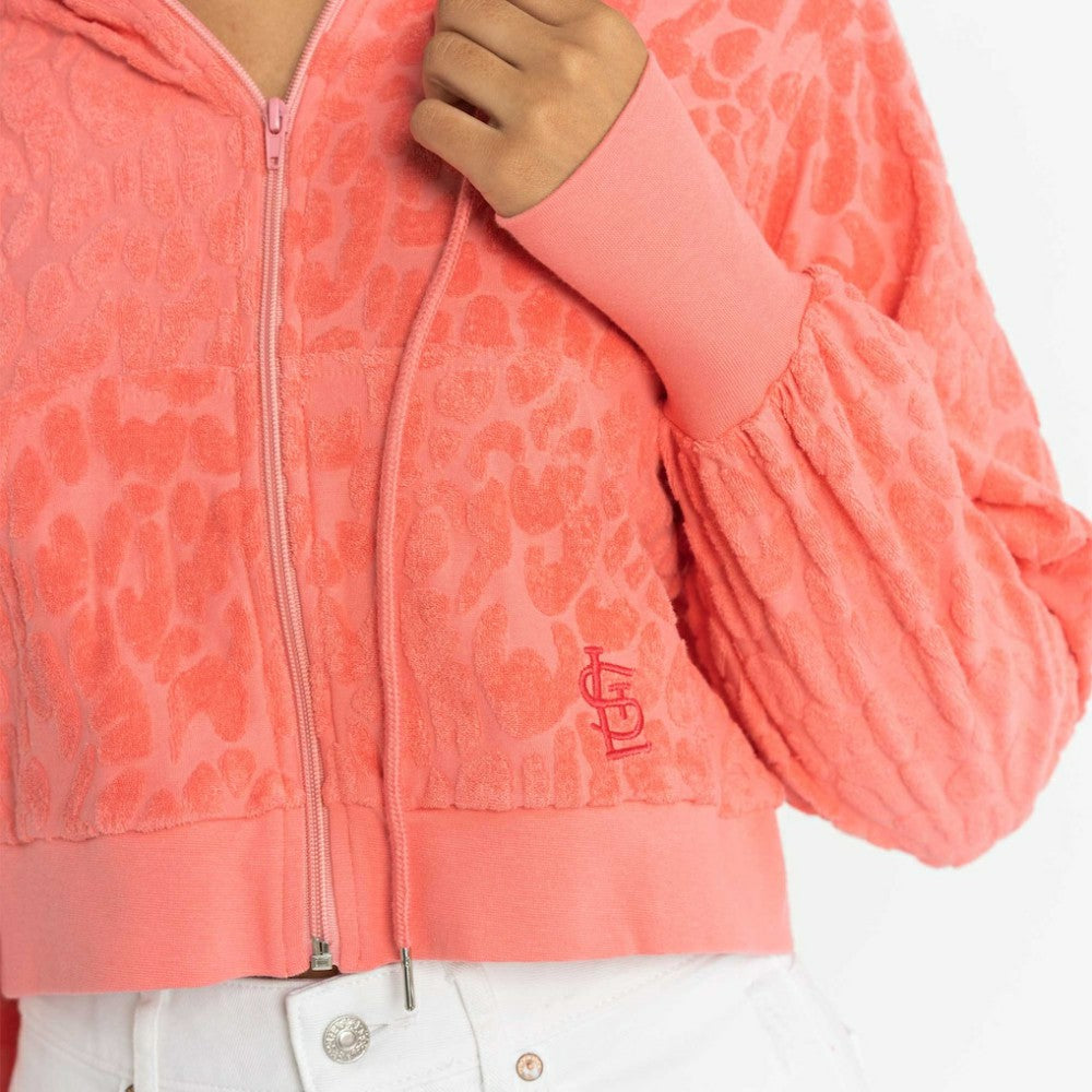 St. Louis Cardinals Lusso Women's Tabitha Cheetah Terry Full-Zip Sweatshirt Pink