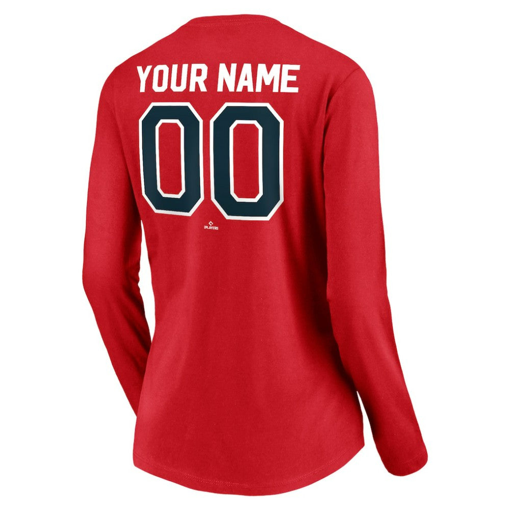 Boston Red Sox Women's Cooperstown Collection Personalized Winning Streak Long Sleeve V-Neck T-Shirt Red