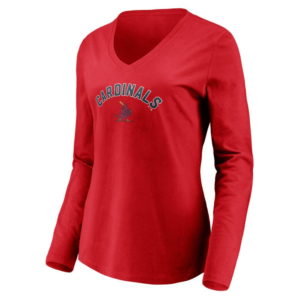 St. Louis Cardinals Women's Cooperstown Collection Personalized Winning Streak Long Sleeve V-Neck T-Shirt Red