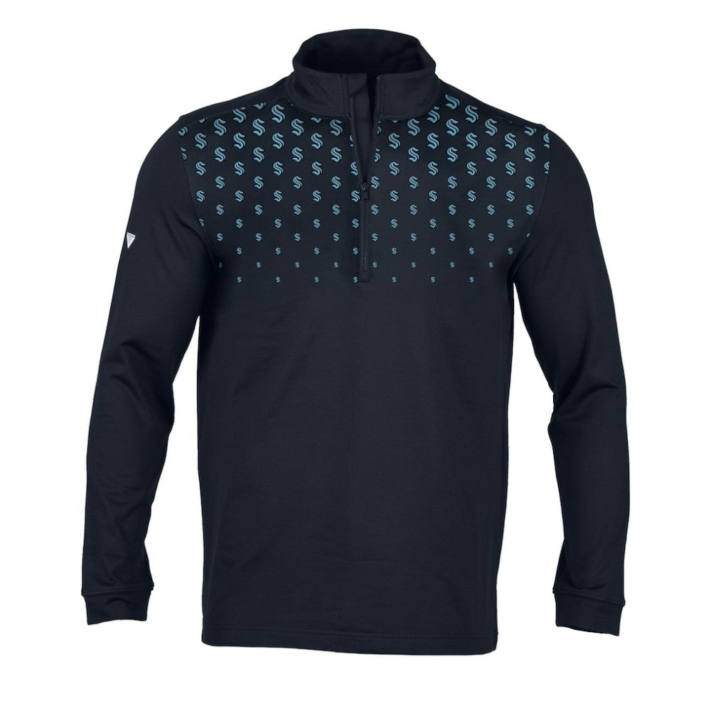 Seattle Kraken Levelwear NHL x PGA Scout Midlayer Quarter-Zip Pullover Top - Navy Pullover