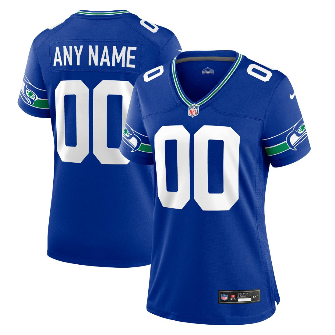 Seattle Seahawks Women's Throwback Custom Jersey - Royal cheap