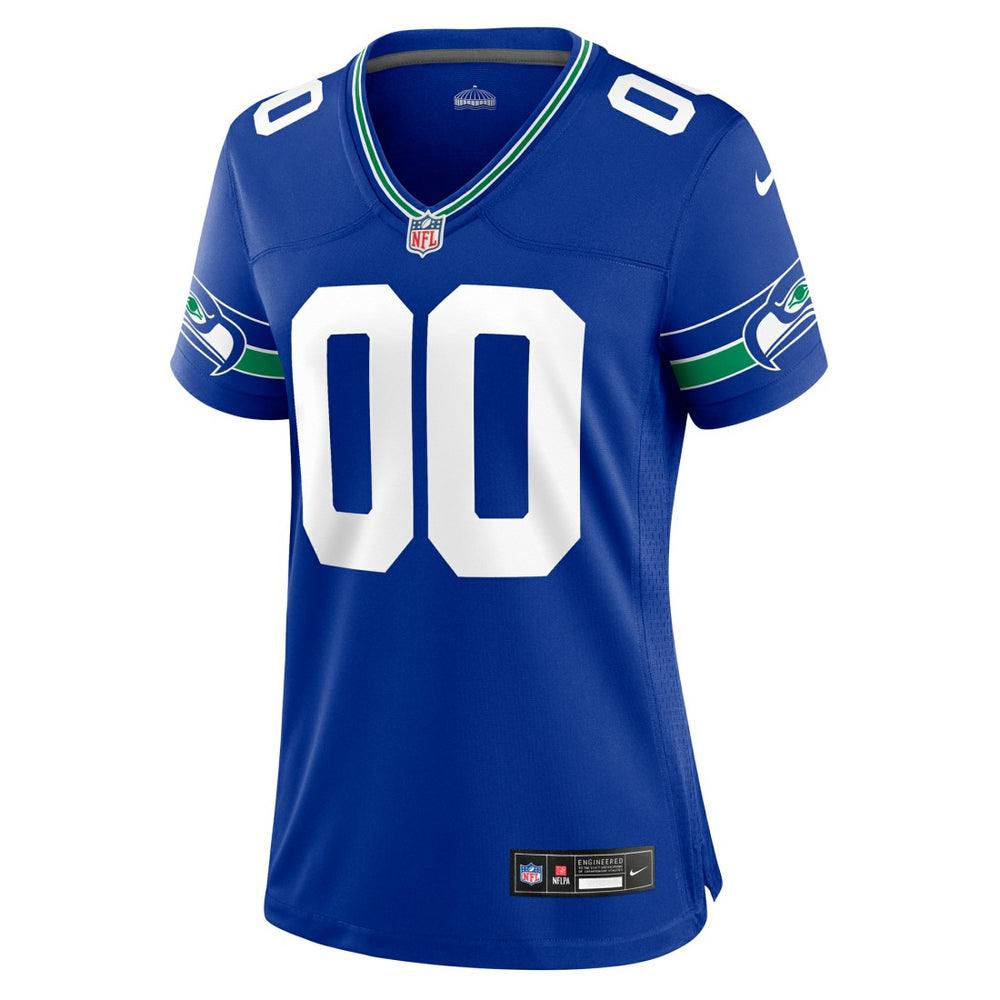 Seattle Seahawks Women's Throwback Custom Jersey - Royal cheap
