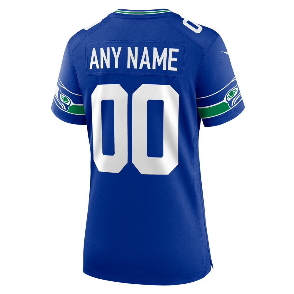 Seattle Seahawks Women's Throwback Custom Jersey - Royal cheap