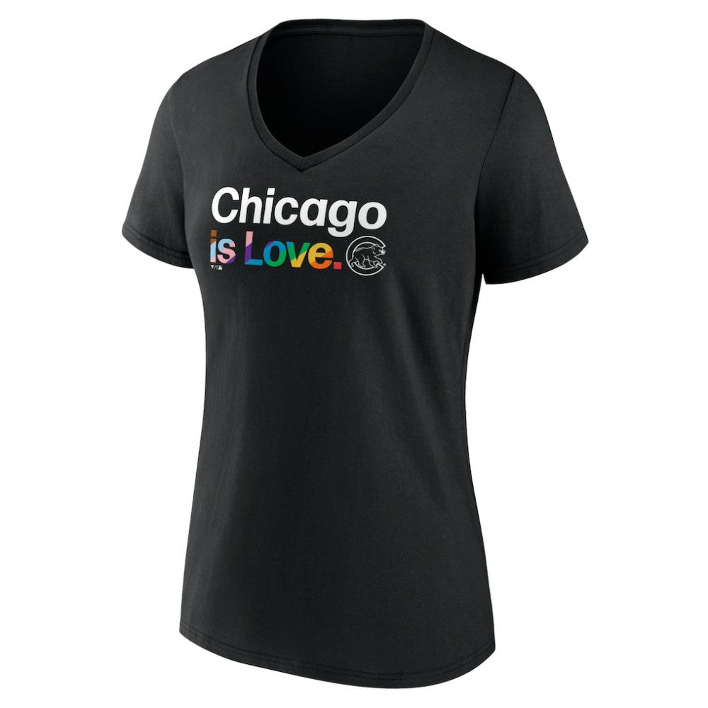 Chicago Cubs Women's City Pride V-Neck T-Shirt Black