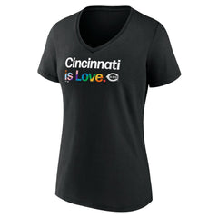 Cincinnati Reds Women's City Pride V-Neck T-Shirt Black