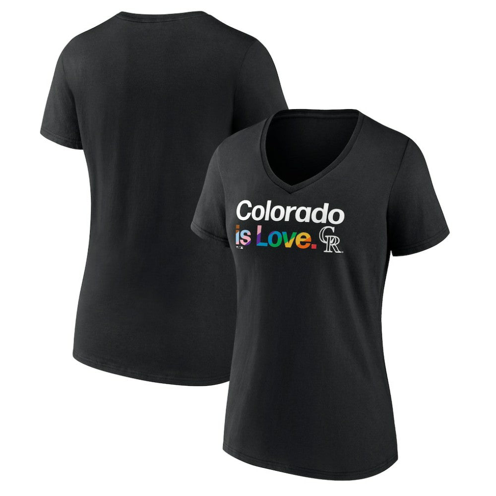 Colorado Rockies Women's City Pride V-Neck T-Shirt Black