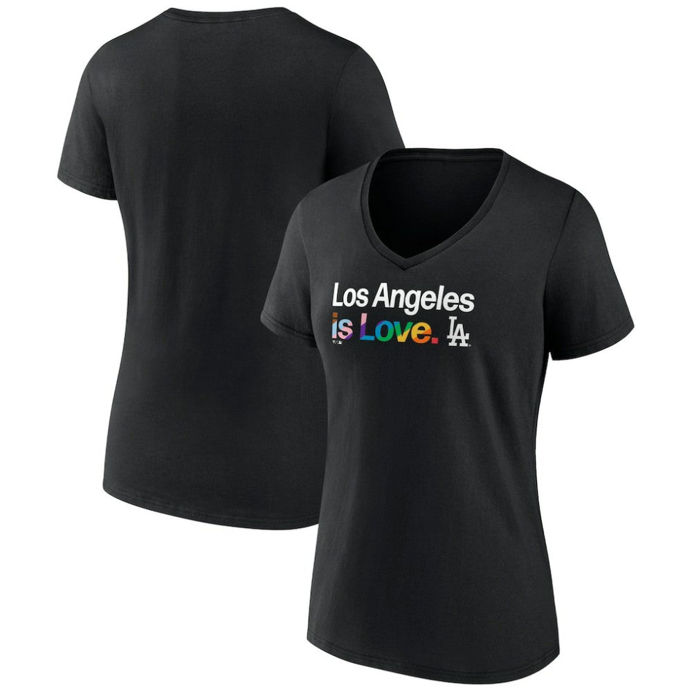 Los Angeles Dodgers Women's City Pride V-Neck T-Shirt Black