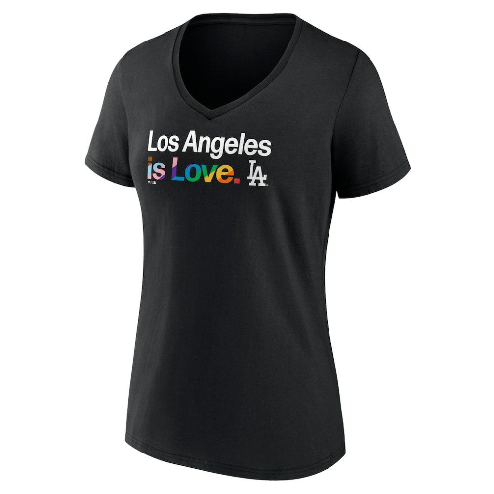 Los Angeles Dodgers Women's City Pride V-Neck T-Shirt Black