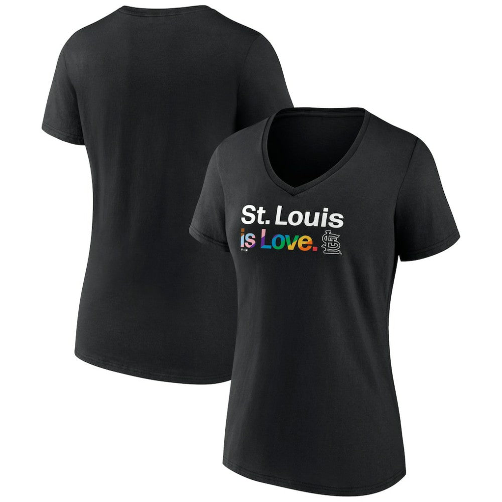 St. Louis Cardinals Women's City Pride V-Neck T-Shirt Black